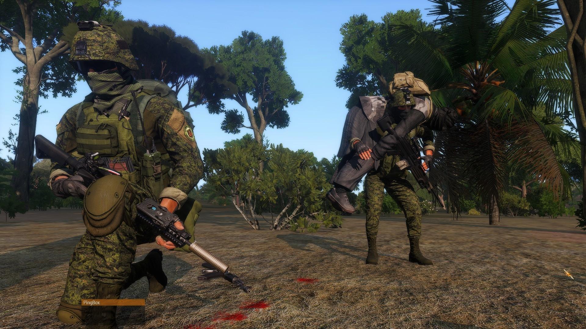 Operators carrying a wounded teammate