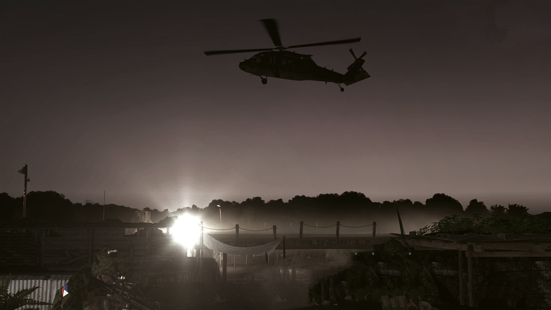 Helicopter in the sky during operations