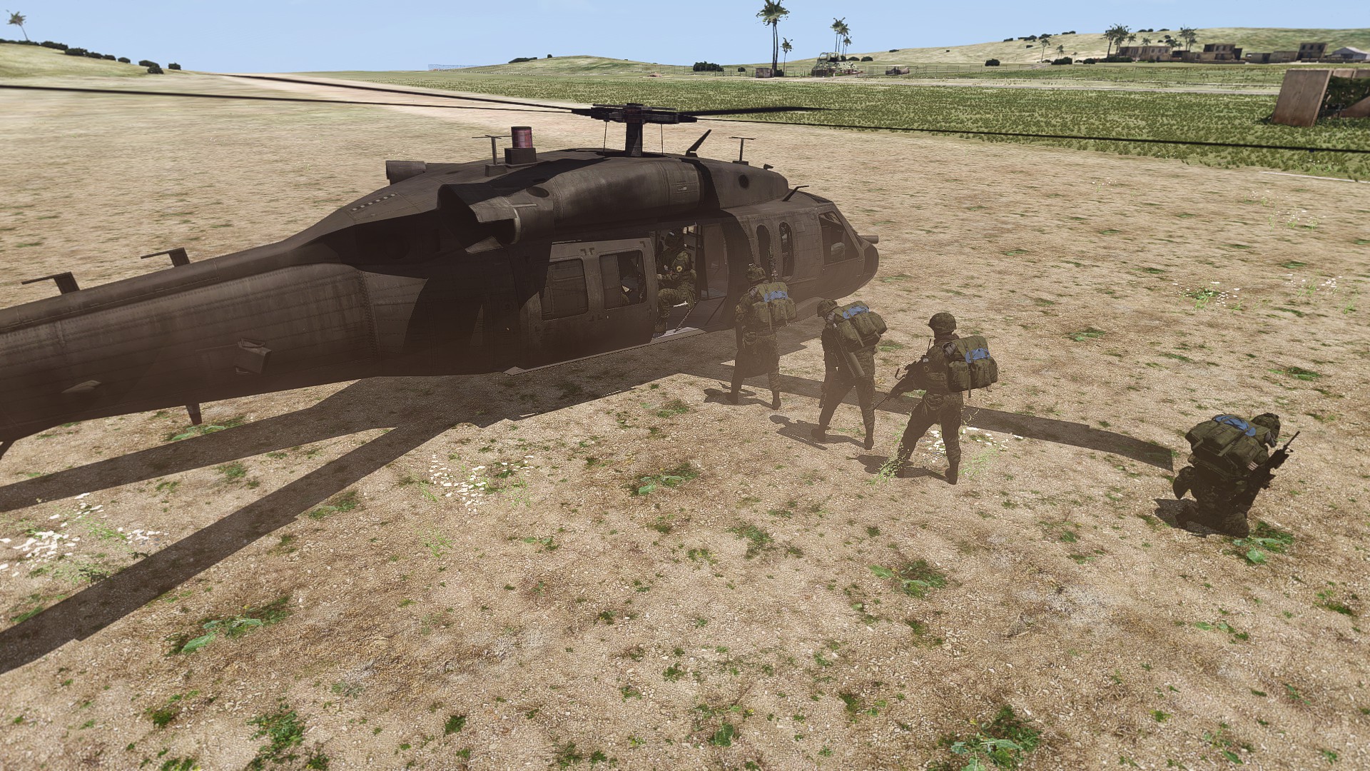 Operators mounting a helicopter